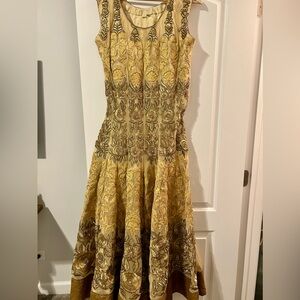 Indian dress - Gold sleeveless Anarkali
